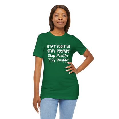 Stay Positive White Jersey Short Sleeve Tee